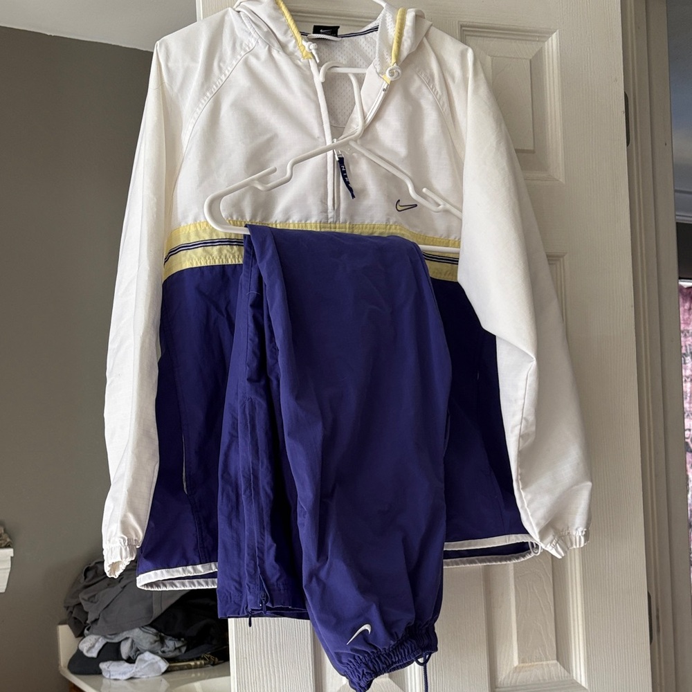 Nike White and Blue Windbreaker Set